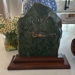 Mid century modern Green Stone Table Clock